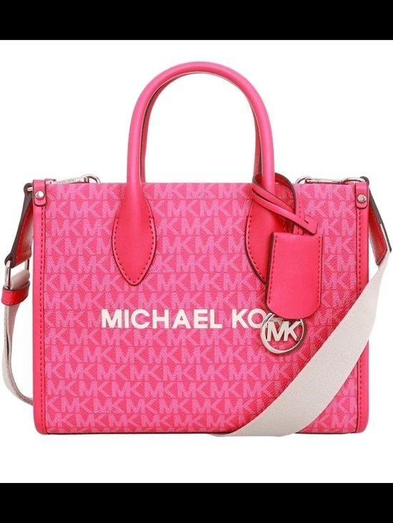 Michael Kors Handbags - MICHAEL KORS Hot Pink Logo Satchel with Contrast Strap